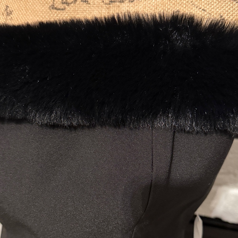 Ronny Kobo Collection Black Strapless Dress with Fur Trim - Picture 3 of 6